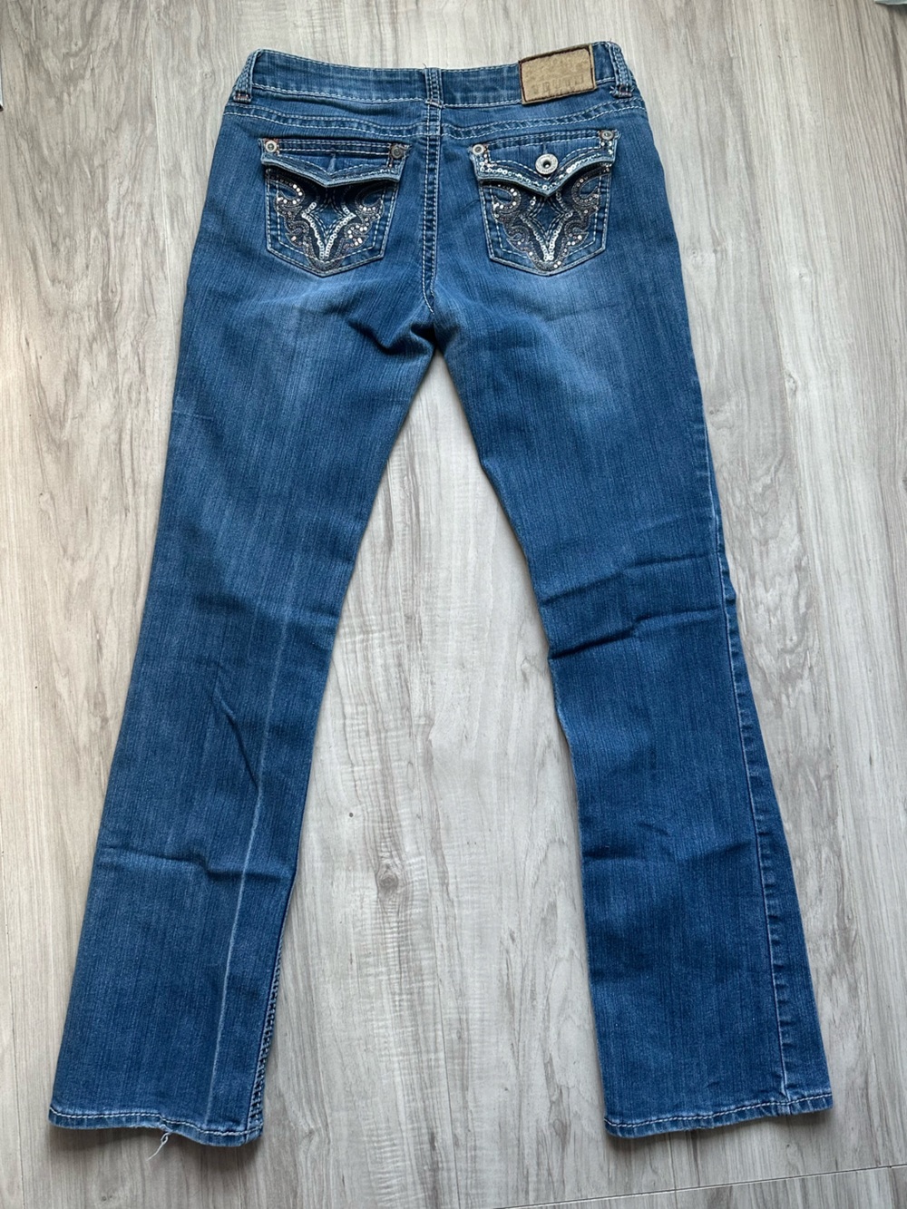Women's Dark Blue Bootcut Jeans with Embellished Back Pockets